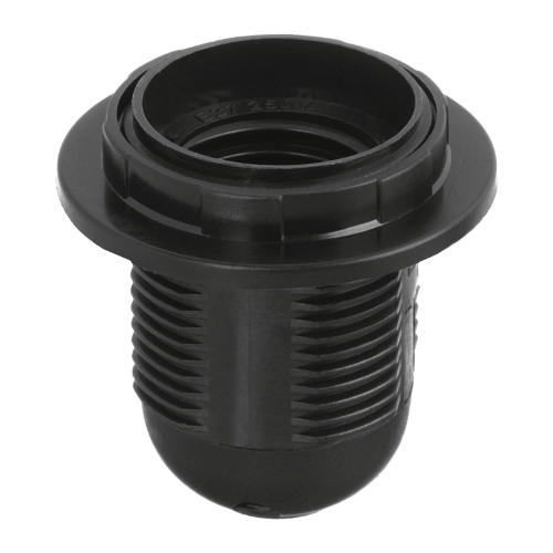 Патрон WOLTA WLH-008   E27 с кольцом, пластиковый, черный - фото 1.