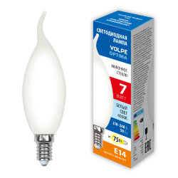 LED-CW35-7W-4000K-E14-FR-SLF Лампа светодиодная, Форма свеча на ветру, матовая, Белый свет 4000К
