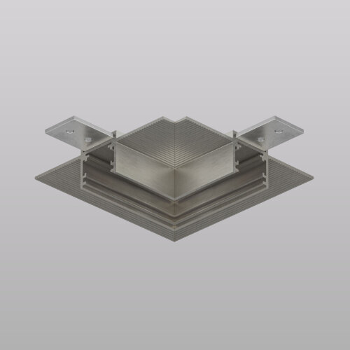 Угловой элемент трека SHINE HIDE для ГКЛ 12,5 мм, 90°, потолок–потолок, тёмный никель, алюминий.