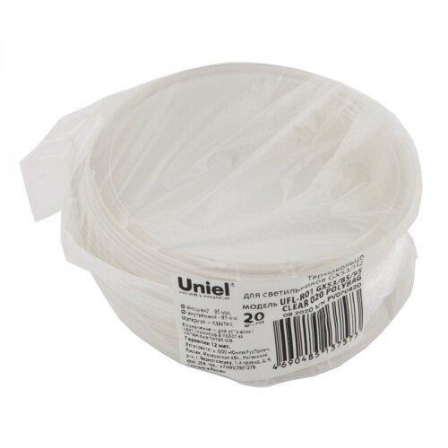 UFL-R01 GX53-85-95 CLEAR 020 POLYBAG Термокольцо для монтажа светильников серии GX53-H2, Внутренний диаметр 85 мм, внешний диаметр 95 мм, Прозрачное, 20 штук в пакете - фото 1