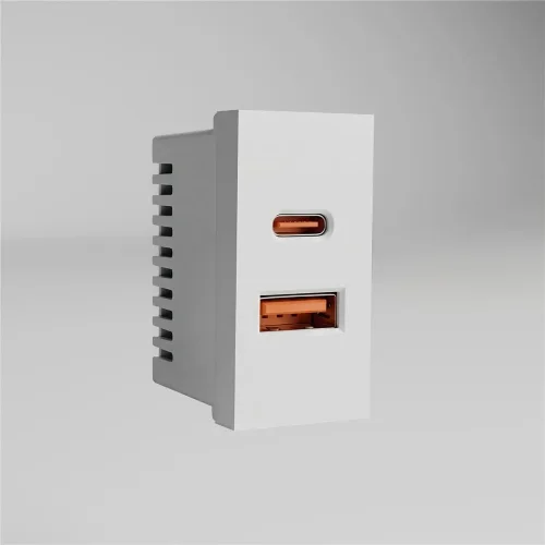 W1272701/ Модульная розетка USB тип A+C 45*22,5 (белый) W1272701 - фото