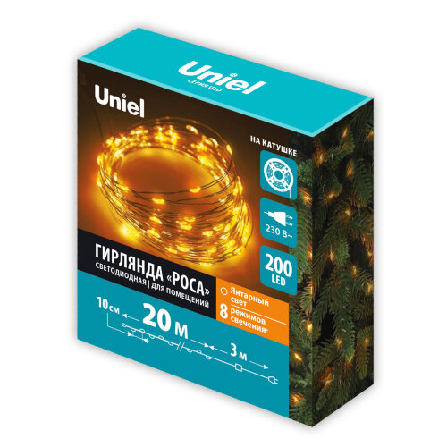 ULD-S2000-200-DCA AM IP20 DEW Гирлянда светодиодная Роса, 20м, 200 светодиодов, Янтарный свет, Провод медный - фото 9