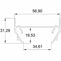 Закладной профиль под шинопровод для натяжного потолка 2м, Denkirs TR3050-AL