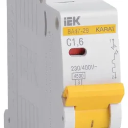 Выключатель автоматический модульный 1п C 1.6А 4.5кА ВА47-29 KARAT IEK MVA20-1-D16-C