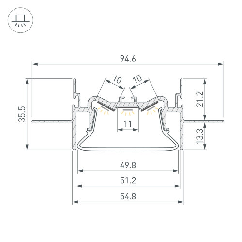 Профиль FOLED-50-CEIL-CENTER-2000 (Arlight, Алюминий) 035769 - фото 4