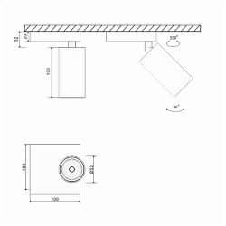 'Крепление сменное М11 для светильников MINI VILLY, настенное поворотное накладное, цвет Черный, MINI-VL-M11-BL 004873