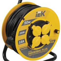 Удлинитель на катушке 4х50м с заземл. 16А IP44 Industrial plus УК50 3х1.5 термозащита IEK WKP15-16-04-50-44