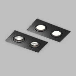 Встраиваемый влагозащищённый светильник HYDRO, IP44, 2?15 Вт LED макс., GU10, алюминий, чёрный, Denkirs DK2112-BK