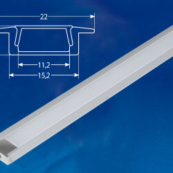 UFE-K01 SILVER-FROZEN 200 POLYBAG Врезной алюминиевый профиль с матовым рассеивателем, 200см, 2 заглушки в-к., TМ Uniel