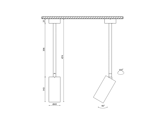 'Крепление сменное М5 для светильников VILLY, поворотное накладное удлинненное, цвет Белый, VL-M5-WH. Фото 2