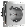 W1171506/ Розетка с заземлением, шторками и USBх2 (серебряный) W1171506 - фото