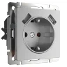 W1171506/ Розетка с заземлением, шторками и USBх2 (серебряный) W1171506 - фото