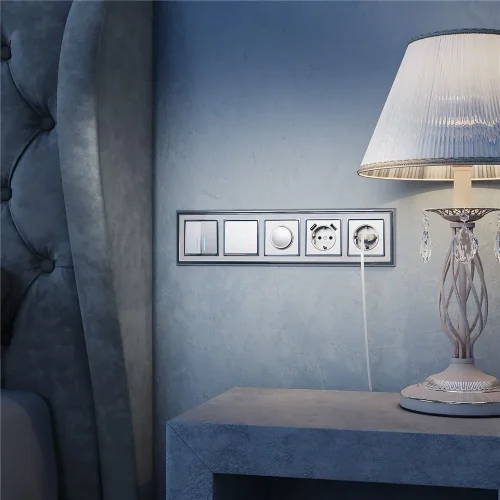 W1171506/ Розетка с заземлением, шторками и USBх2 (серебряный) W1171506 - фото 8