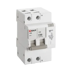 Выключатель автоматический дифференциального тока C 50А 30мА тип AC 6кА АД-2 (электрон.) защита 270В PROxima EKF DA2-6-50-30-pro