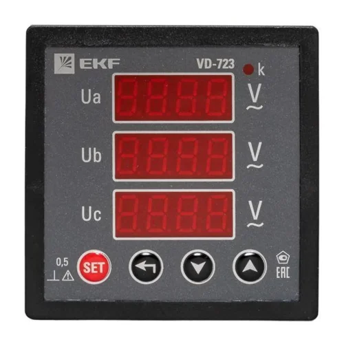 Вольтметр цифровой VD-723 на панель 72х72 трехфазный EKF vd-723 - фото 3