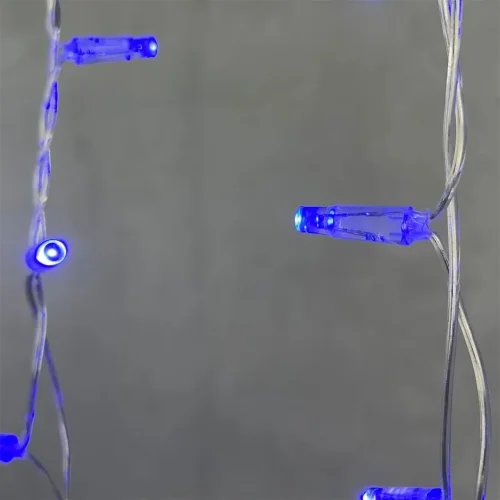 Гирлянда Бахрома с Колпачком 3,1 x 0,5 м Синяя 220В, 120 LED, Провод Прозрачный ПВХ, IP65. Фото 3.