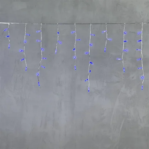 Гирлянда Бахрома с Колпачком 3,1 x 0,5 м Синяя 220В, 120 LED, Провод Прозрачный ПВХ, IP65. Фото 6.