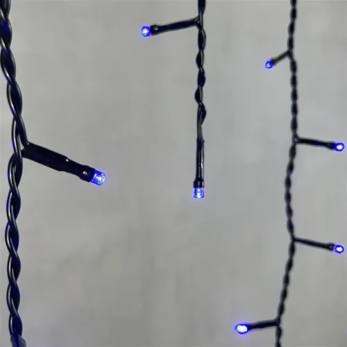 Гирлянда Бахрома 3,1 x 0,5 м Синяя 220В, 150 LED, Провод Черный ПВХ, IP54. Фото 3.