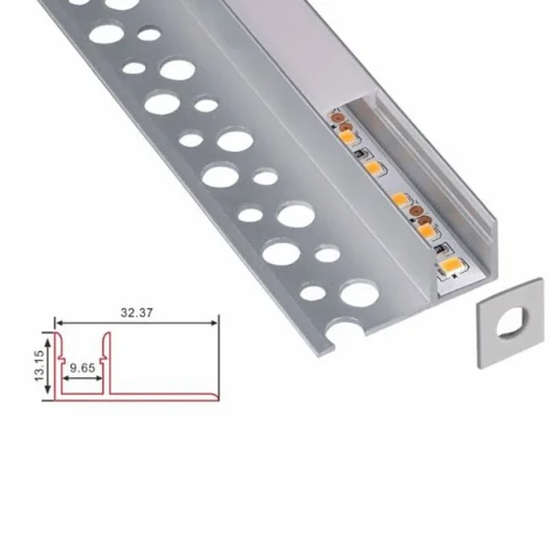 Алюминиевый профиль встраиваемый в гипсокартон 871 (2500*32,37/9,65*13,15мм с рассеивателем) - фото I