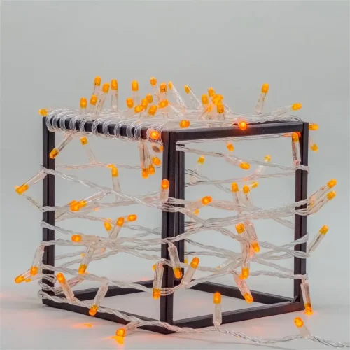 Гирлянда Нить с Колпачком 10м Оранжевая 24В, 100 LED, Провод Прозрачный ПВХ, IP65. Фото 2.