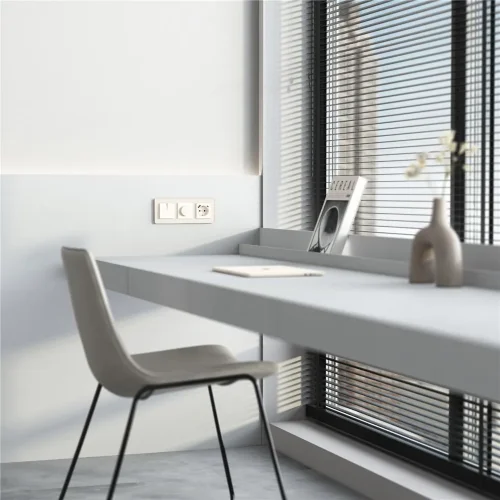 Розетка с заземлением, шторками и USB тип A+C (айвори матовый) W1171762 - фото 2