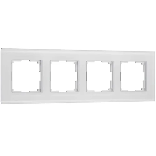 Рамка из стекла на 4 поста Senso белый soft-touch W0043101 - фото