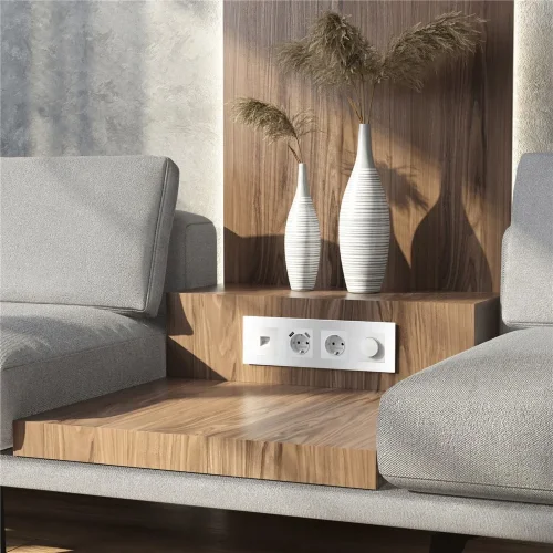 Рамка из стекла на 4 поста Senso белый soft-touch W0043101 - фото 3