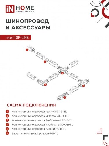 Светильник трековый линейный светодиодный поворотный LTR-01R-TL 3040B 30Вт 4000К 475мм 120 градусов черный серии TOP-LINE IN HOME - Фото 3
