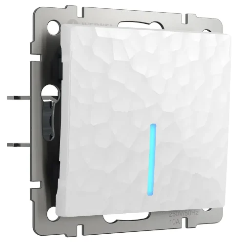 Выключатель одноклавишный с подсветкой (Hammer белый) W1210101 - фото