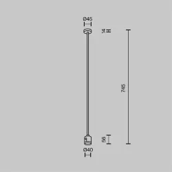 Крепление потолочное Long 700мм с прямым коннектором питания Flarity латунь (Латунь)