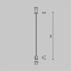 Крепление потолочное Long 700мм с прямым коннектором питания Flarity латунь (Латунь)