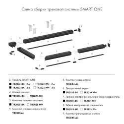Комплект торцевых заглушек для трека SMART ONE, Denkirs TR2025-WH