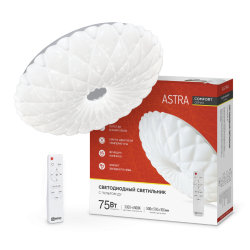 Светильник светодиодный COMFORT ASTRA 75Вт 230В 3000-6500K 6000Лм 500x100мм с пультом ДУ IN HOME - Фото