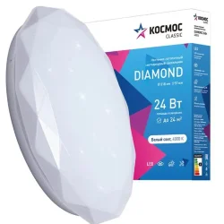 Светильник светодиодный Classic DIAMOND 24Вт 230В 4000К 1560лм 318х57мм настенно-потолочный КОСМОС KCDiam24W_4000