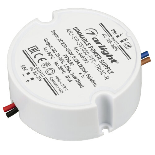 Блок питания ARJ-SP-351050-PFC-TRIAC-R (36W, 23-35V, 1050mA) (Arlight, IP44 Пластик, 5 лет) 040972 - фото