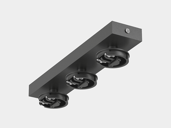 Крепление сменное М13 для светильников MINI VILLY, поворотное накладное тройное, цвет Черный, MINI-VL-M13-BL - фото