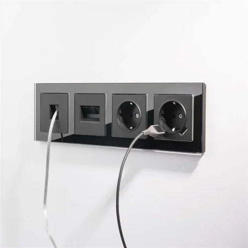 WL08-RJ-11/ Телефонная розетка  RJ-11  (черный матовый) WL08-RJ-11 - фото 3