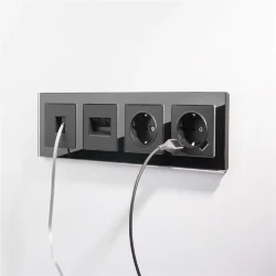 WL08-RJ-11/ Телефонная розетка  RJ-11  (черный матовый) WL08-RJ-11