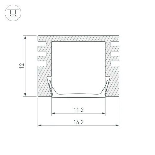 Профиль U-16/12 RAL9003 (с экраном) — 2000мм - фото 2