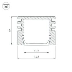 Профиль U-16/12 RAL9003 (с экраном) — 2000мм