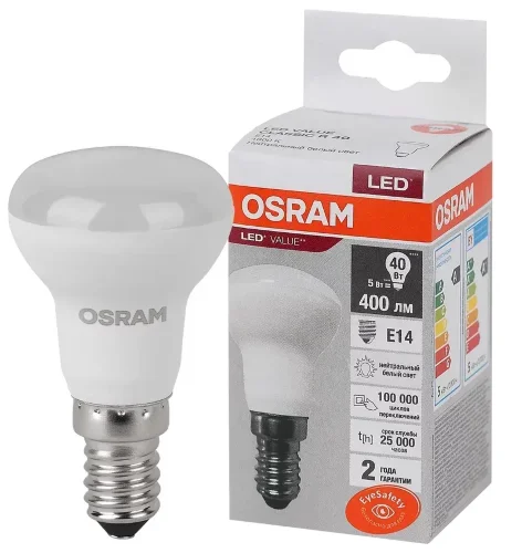 Лампа светодиодная R39 LV 5SW/4000K (=40W) E14 230V | LED Value 2Y | - OSRAM. Фото 2