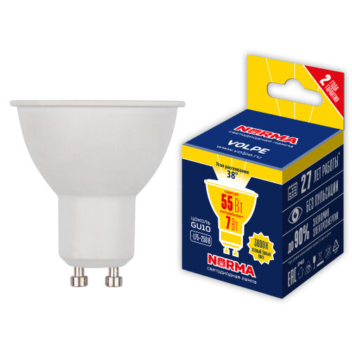 LED-JCDR-7W-3000K-GU10-38D-NR Лампа светодиодная, Форма JCDR, матовая, Серия Norma, Теплый белый свет 3000K, Угол свечения 38, Картон - фото 7