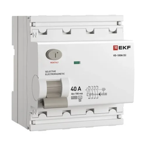 Выключатель дифференциального тока 4п 40А 100мА тип AC 6кА ВД-100N (S) электромех. PROxima EKF E1046MS40100 - фото