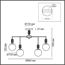 Люстра потолочная «LUMION» 6580/9C, серия: VIVIEN (крепление на планке) - -