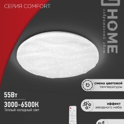 Светильник светодиодный COMFORT WAVE 55Вт 230В 3000-6500K 4400Лм 400x75мм с пультом ДУ IN HOME