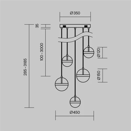 Подвесной светильник Area 3000К 58Вт (Черный и Латунь) - фото 13