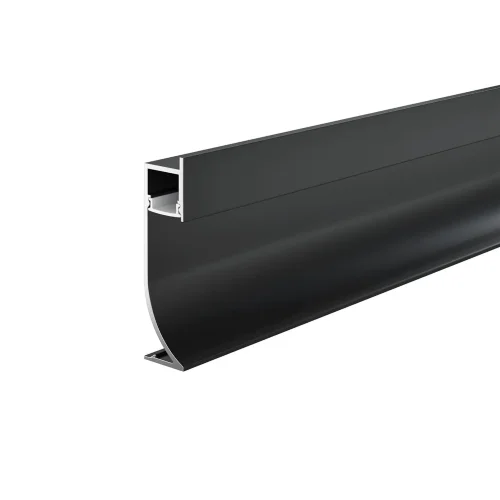 Алюминиевый профиль плинтус 53x14 (Черный, 2 м), ALM-5314-B-2M (Черный) ALM-5314-B-2M - фото
