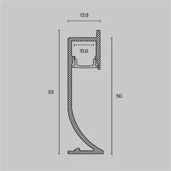 Алюминиевый профиль плинтус 53x14 (Черный, 2 м), ALM-5314-B-2M (Черный) ALM-5314-B-2M