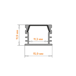 Профиль алюминиевый WOLTA WAP-S-16/12/2000-B накладной черный 16х12х2000мм