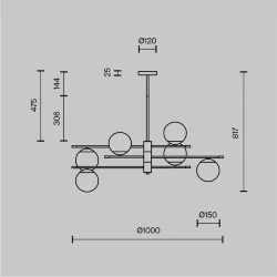 Подвесной светильник Nostalgia E14х6 (Черный и Золото)